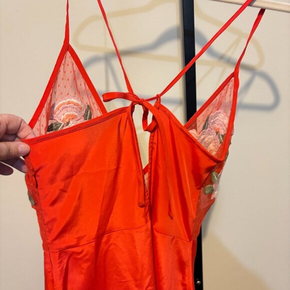 Cleobella Whispers Slip Embroidered Ruffle Midi Dress Spice Red - Picture 11 of 14